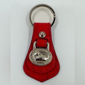 Early 2000’s New Dooney & Bourke Red Leather Keychain with Silver Accents
